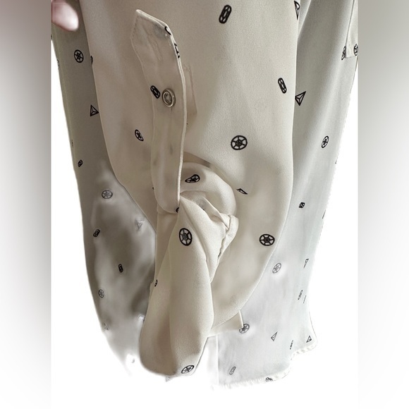 Metaphor Cream and Black Polyester Shear Blouse Size XS Geometric Patterns‎ - Picture 4 of 12